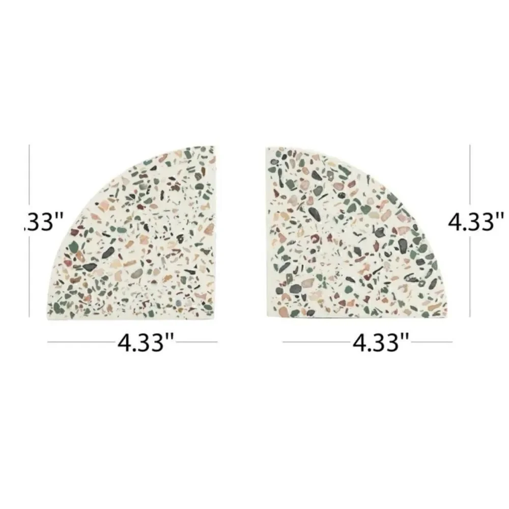 West Elm Modern Terrazzo Cement Arched Bookends / NEW